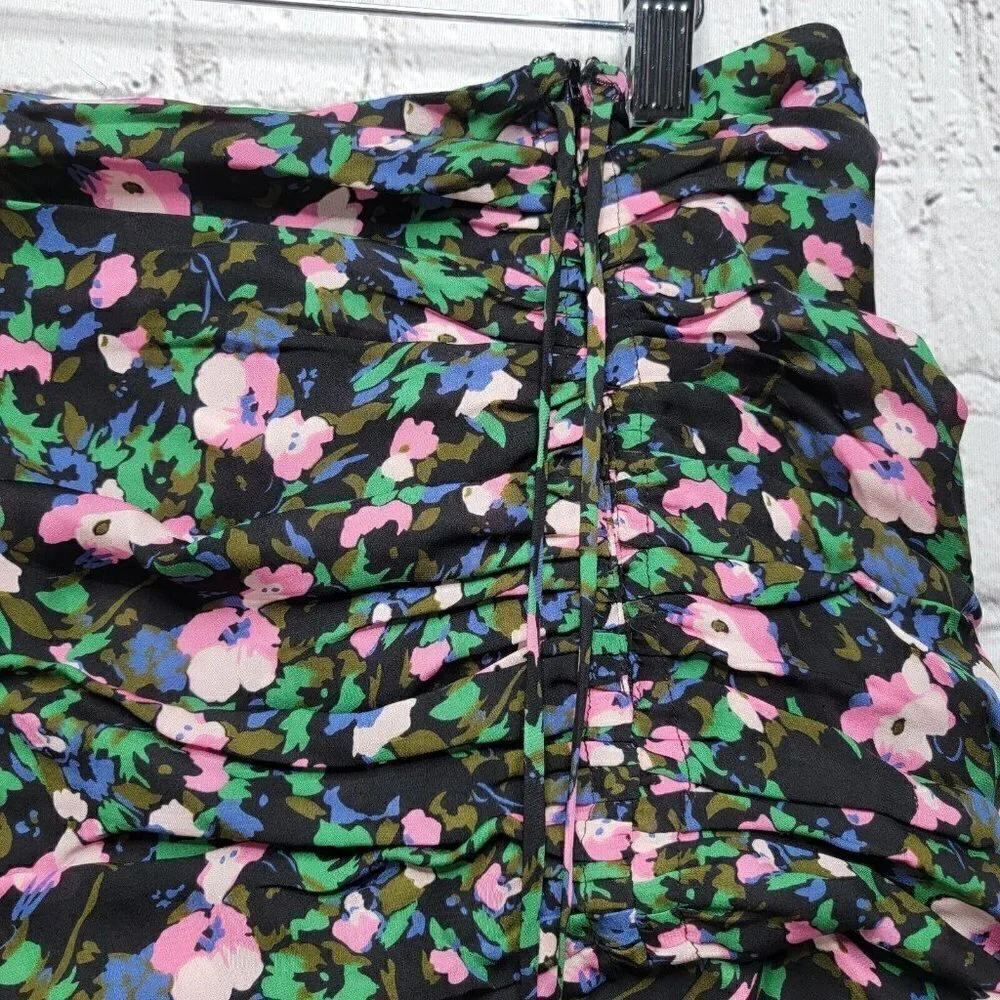 Veronica Beard Violet‎ Painted Ruched 100% Silk Mini Skirt Size 8